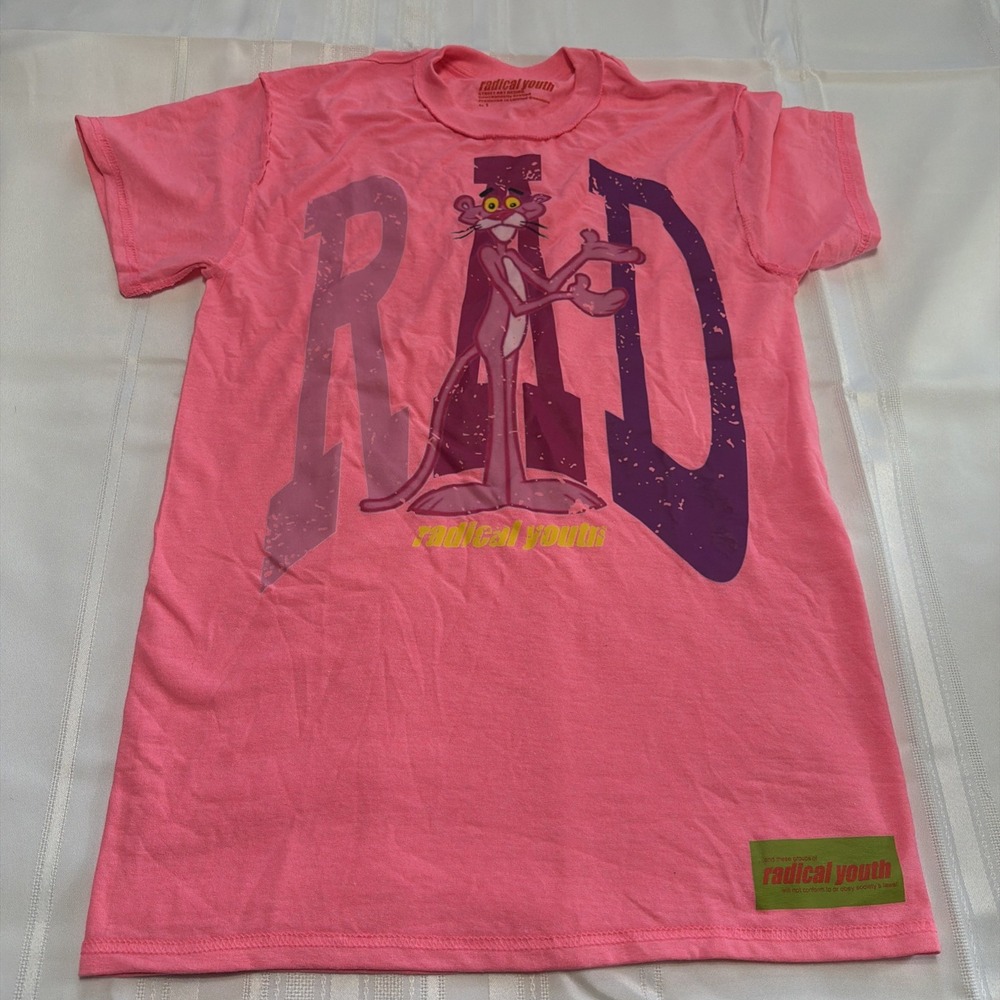 Crazy fire Pink Panther cotton graphic oversized tee.